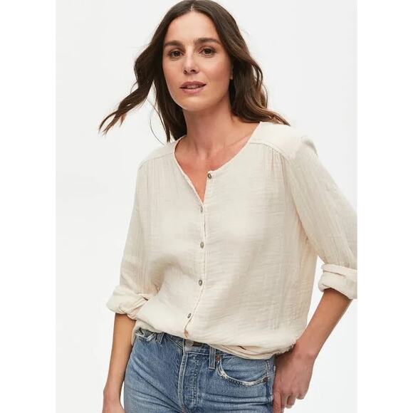 Michael Stars NWT Double Gauze Zia Button Down Top - Lake Blue - Size Large - Picture 3 of 15